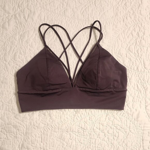 Lululemon Pushing Limits Strappy Sports Bra Size 12 Black Currant Purple EUC - Picture 3 of 8